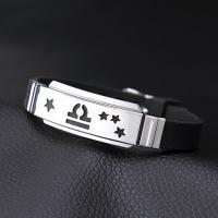 Silicone Stainless Steel Bracelets, with Silicone, polished, fashion jewelry & Unisex 10mm Approx 8.85 Inch 