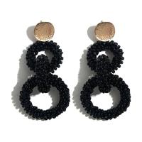 Seedbead Pendientes con Colgantes, con metal, chapado en color dorado, Joyería & para mujer, Negro, libre de níquel, plomo & cadmio, 90*42mm, Vendido por Par