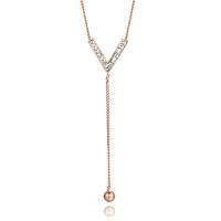 Collier de bijoux de titane, Acier titane, avec 5cm chaînes de rallonge, Plaqué de couleur d'or rose, chaîne ovale & pour femme & avec strass Environ 17.7 pouce, Vendu par PC