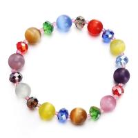 Bracelets Chatoyant, Oeil de chat, avec chalumeau, pour femme & facettes, couleurs mélangées, 10mm Environ 7.5 pouce, Vendu par brin