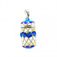 Enamel Brass Pendants, platinum color plated, It could be opened and beads could be put inside., 14*28mm 