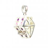 Enamel Brass Pendants, platinum color plated, It could be opened and beads could be put inside., 26*24mm 