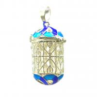 Enamel Brass Pendants, platinum color plated, It could be opened and beads could be put inside. 14*29mm 