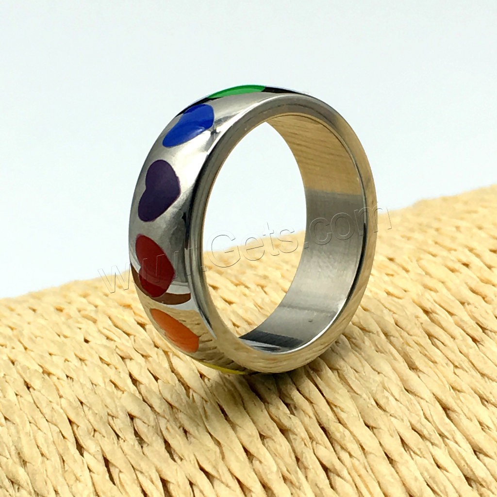 Enamel Stainless Steel Finger Ring, Unisex & different size for choice, 6mm, Sold By PC