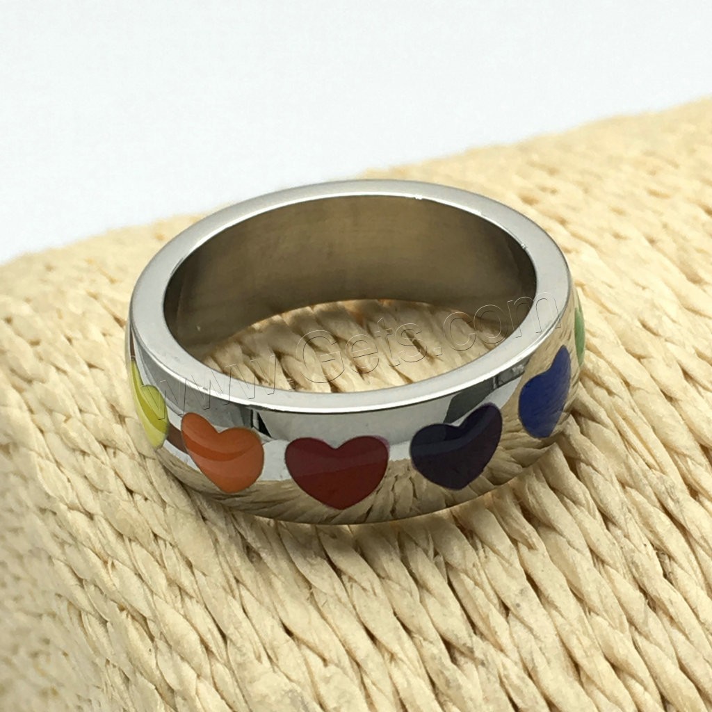 Enamel Stainless Steel Finger Ring, Unisex & different size for choice, 6mm, Sold By PC