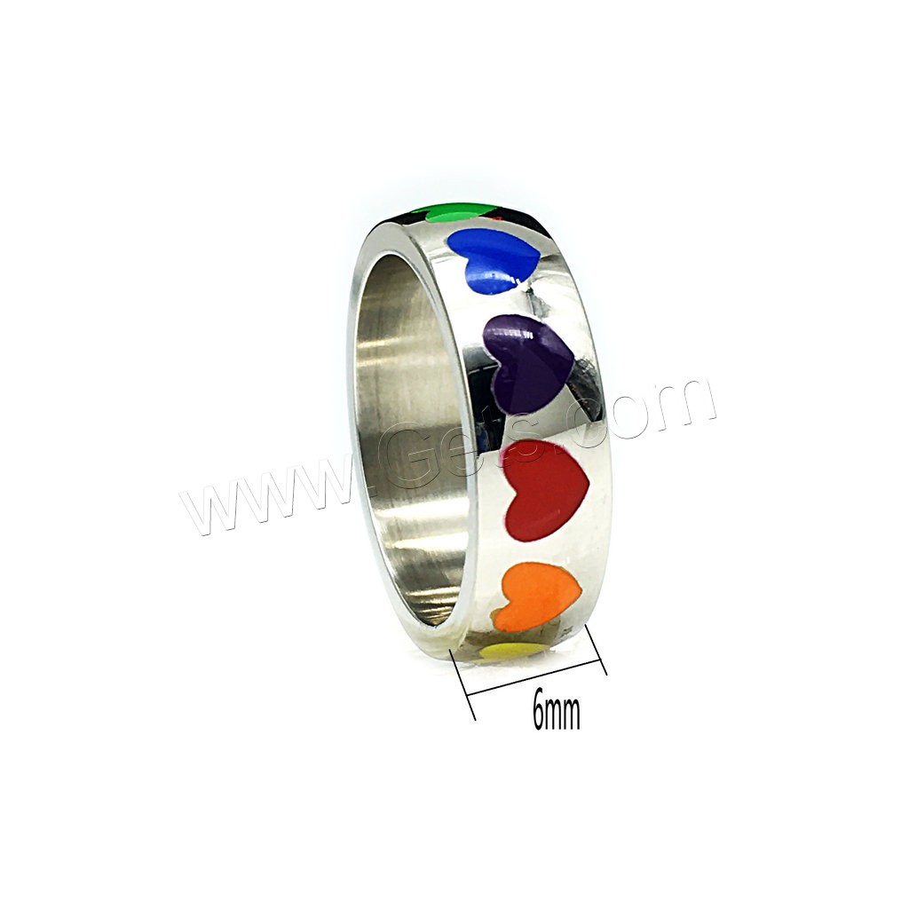 Enamel Stainless Steel Finger Ring, Unisex & different size for choice, 6mm, Sold By PC