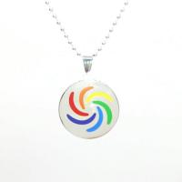 Stainless Steel Pendants, Flat Round, fashion jewelry & epoxy gel, 30mm 