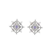 Cupronickel Stud Earring, plated, for woman & with rhinestone, 14.5*14.5mm 