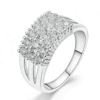 Cubic Zirconia Micro Pave Brass Finger Ring, silver color plated & micro pave cubic zirconia & for woman 