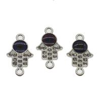 Enamel Zinc Alloy Connector, Hamsa, platinum color plated, Mood Enamel & with rhinestone & 1/1 loop, mixed colors Approx 2mm 