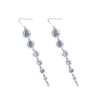 Boucle d'oreille goutte laiton strass, Placage, pour femme & avec strass, plus de couleurs à choisir, 63mm, Vendu par paire