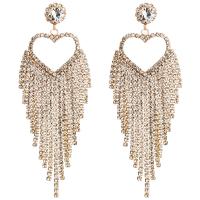 Zinc Alloy Tassel Earring, with acrylic rhinestone, plated, fashion jewelry & for woman 