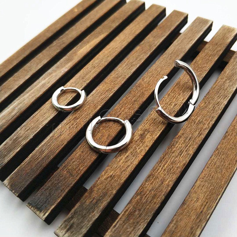 Sterling Silver Huggie Hoop Earring, 925 Sterling Silver, sterling silver hoop earring, Donut, plated, Unisex & different size for choice, more colors for choice, Sold By Pair