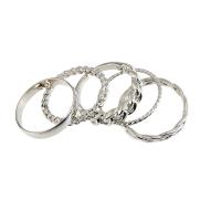 Zink-Legierung Ring Set, Zinklegierung, Fingerring, silberfarben plattiert, 5 Stück & Modeschmuck & unisex, 2*20mm, 2SetsSatz/Tasche, verkauft von Tasche