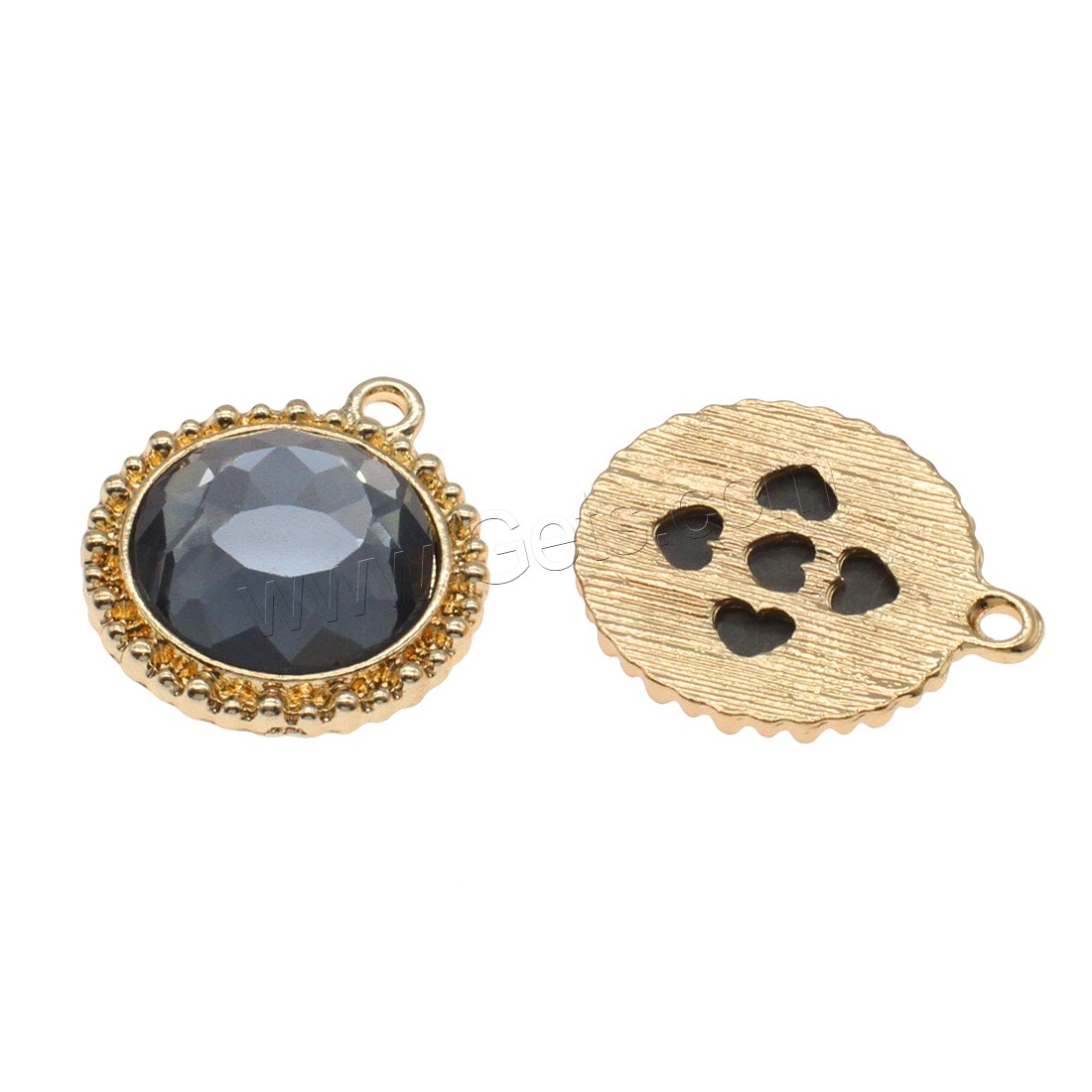 Zinc Alloy Flat Round Pendants, with Glass, gold color plated, fashion jewelry & different size for choice, more colors for choice, Hole:Approx 1.5mm, Sold By Bag