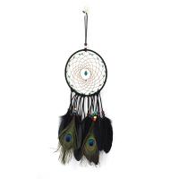 Fashion Dreamcatcher, Eisen, mit Baumwollsamt & Feder & Holz, handgemacht, für Zuhause und Büro & Vintage, schwarz, 500x160mm, verkauft von PC