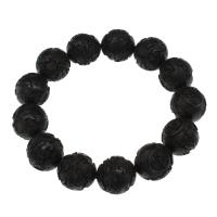 sándalo negro Pulsera, Esférico, Tallado, Joyería & unisexo, 17.5mm, longitud:aproximado 7.5 Inch, Vendido por Sarta