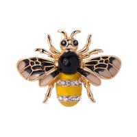 Broche de diamantes de imitación de la aleación de Zinc, Abeja, 18K chapado en oro, para mujer & esmalte & con diamantes de imitación, más colores para la opción, 35x26mm, Vendido por UD