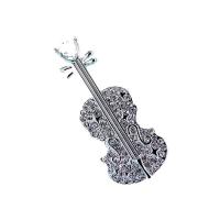 Broche de diamantes de imitación de la aleación de Zinc, con Cristal, Violín, chapado, para mujer & con diamantes de imitación, más colores para la opción, 20x51mm, Vendido por UD