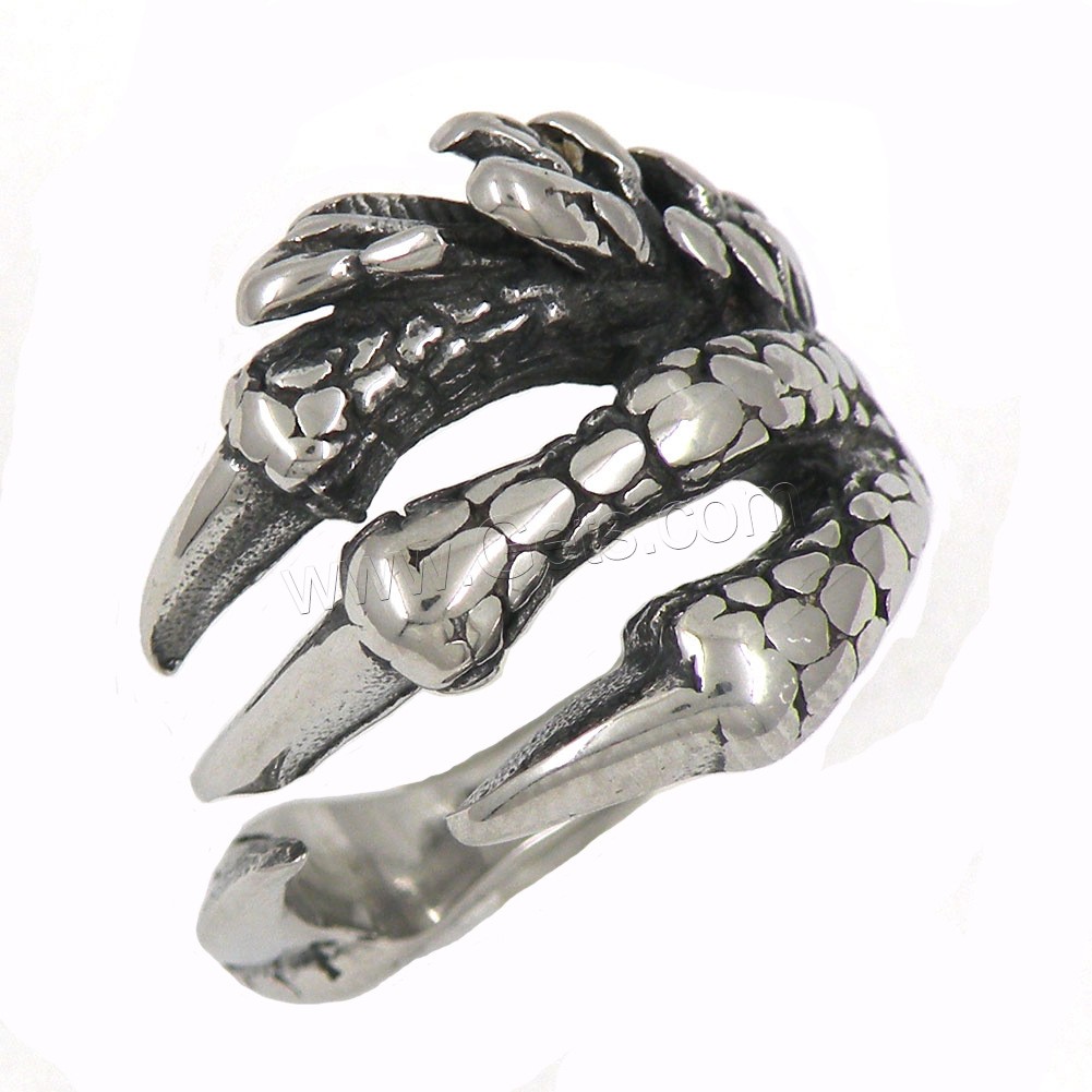 Edelstahl Manschette Fingerring, Klaue, plattiert, Modeschmuck & unisex & verschiedene Größen vorhanden, originale Farbe, Größe:7-13, verkauft von PC