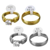 Edelstahl Paar- Ring, plattiert, Modeschmuck & mit kubischem Zirkonia, keine, 7.5x7.5mm,6mm, Größe:8-10, 2PCs/setzen, verkauft von setzen