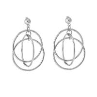 Boucles d'oreilles en acier titane, Placage de couleur argentée, bijoux de mode & pour femme, 20mm Vendu par sac