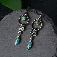 Boucle d'oreille en alliage Zinc turquoise, alliage de zinc, avec turquoise, Placage de couleur argentée, bijoux de mode & pour femme, 44mm Vendu par sac