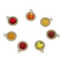 Zinc Alloy Flat Round Pendants, with Glass, gold color plated, fashion jewelry Approx 1.5mm 