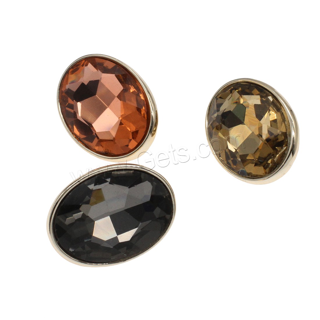 Zinc Alloy Shank Button, with Glass, gold color plated, different size for choice, more colors for choice, Approx 50PCs/Bag, Sold By Bag