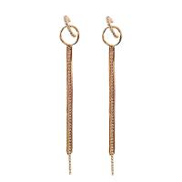 Zinc Alloy Tassel Earring, zinc alloy post pin, plated, for woman & with rhinestone nickel, lead & cadmium free 