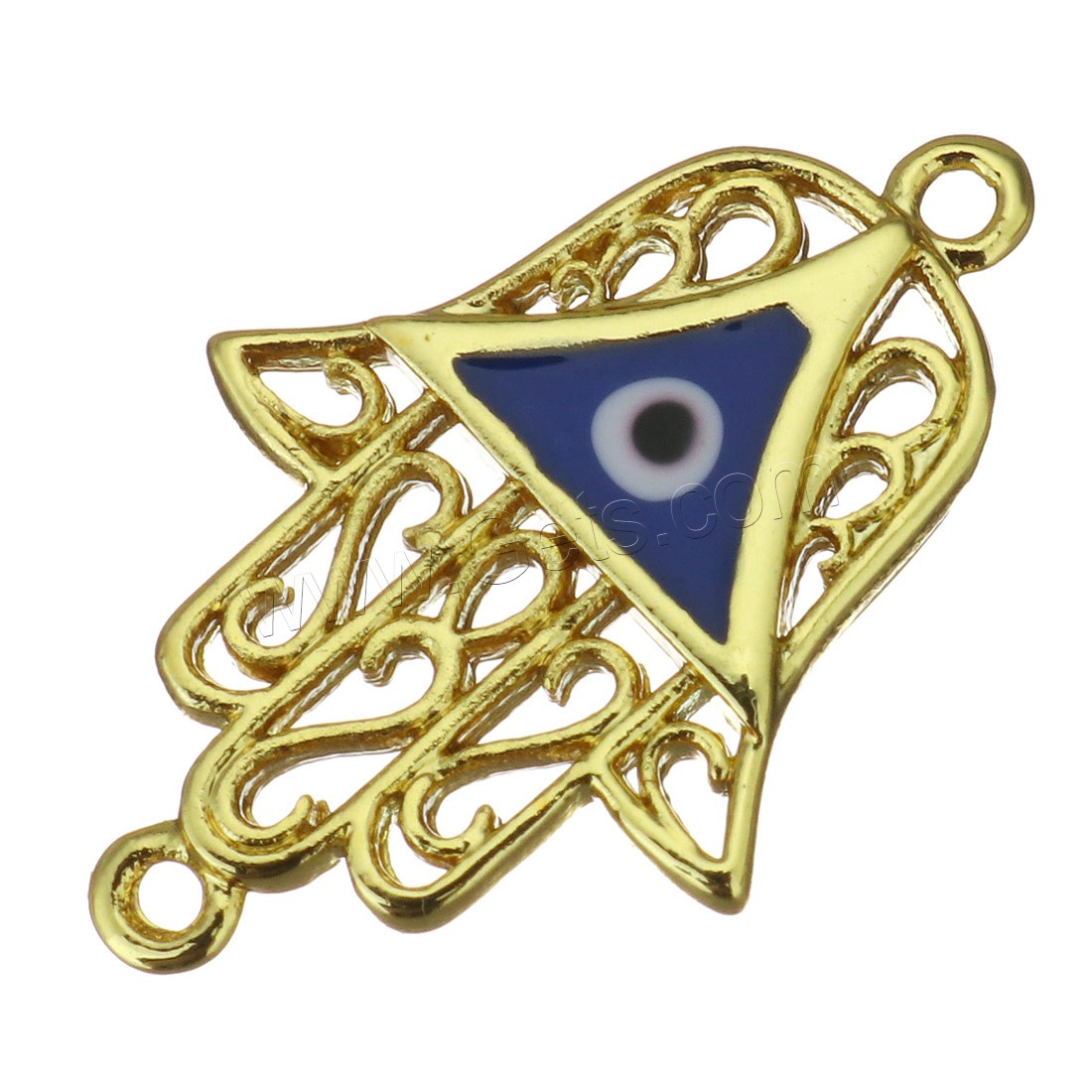 Brass Connector, Evil Eye Hamsa, plated, different styles for choice & enamel & 1/1 loop, more colors for choice, 13x20x2mm, Hole:Approx 1mm, Sold By PC