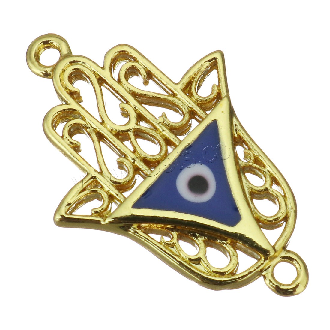 Brass Connector, Evil Eye Hamsa, plated, different styles for choice & enamel & 1/1 loop, more colors for choice, 13x20x2mm, Hole:Approx 1mm, Sold By PC