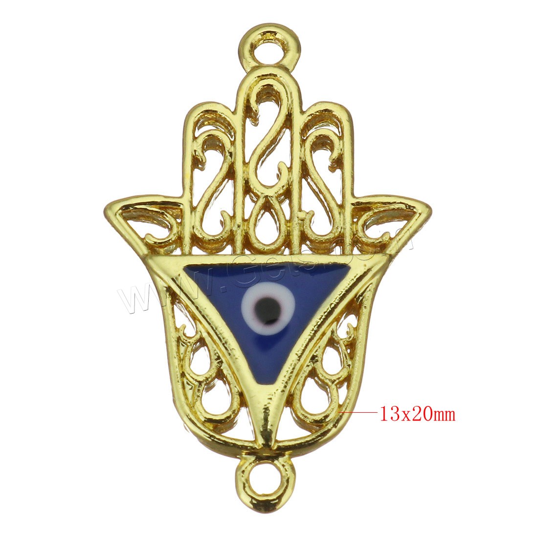 Brass Connector, Evil Eye Hamsa, plated, different styles for choice & enamel & 1/1 loop, more colors for choice, 13x20x2mm, Hole:Approx 1mm, Sold By PC