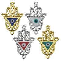 Brass Connector, Evil Eye Hamsa, plated & enamel & 1/1 loop Approx 1mm 