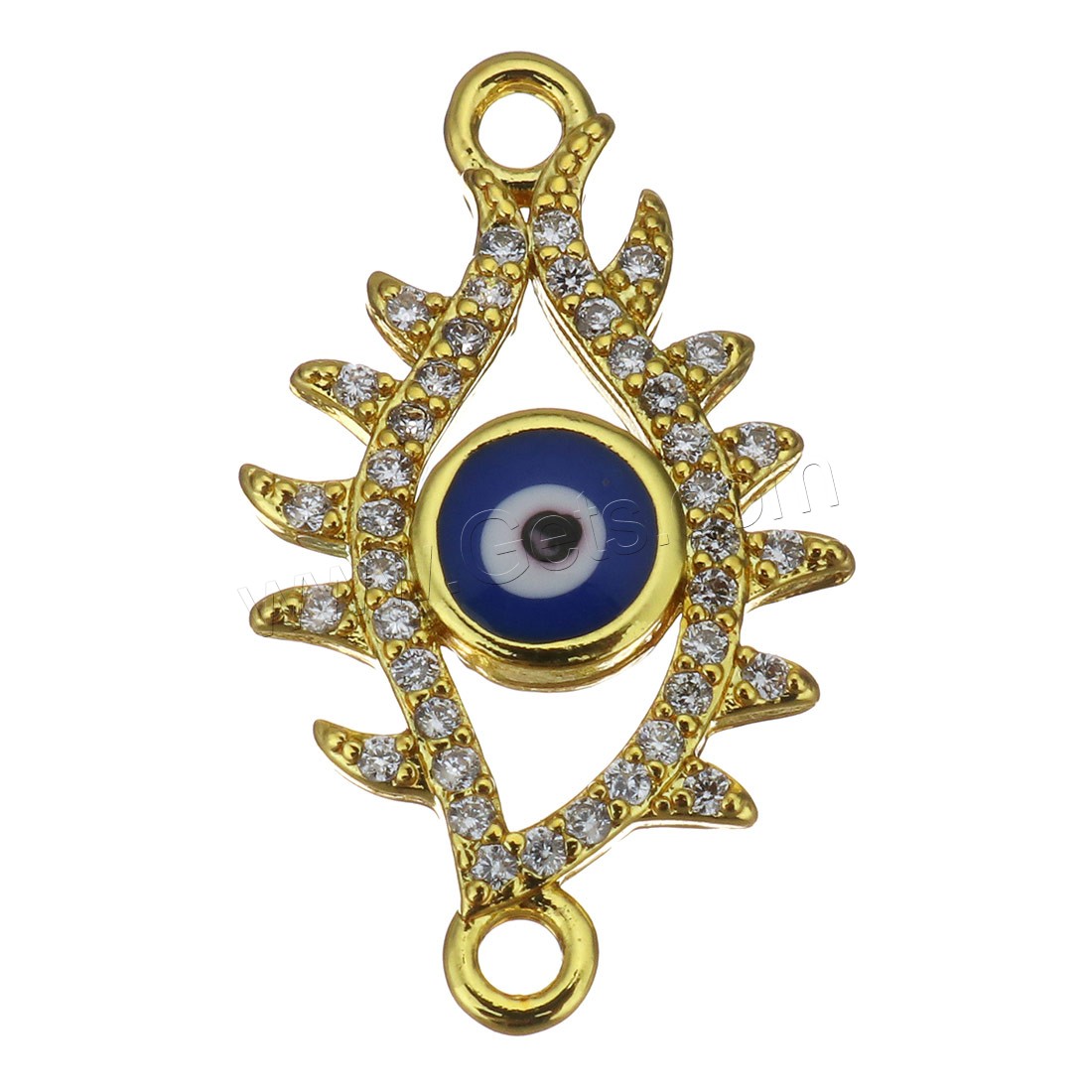 Brass Connector, Evil Eye, plated, different styles for choice & enamel & 1/1 loop, more colors for choice, 21.5x13x2.5mm, Hole:Approx 1.5mm, Sold By PC