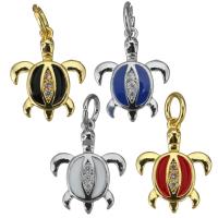 Animal Brass Pendants, Turtle, plated & micro pave cubic zirconia & enamel Approx 4mm [