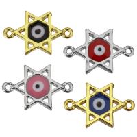 Brass Connector, plated, evil eye pattern & enamel & 1/1 loop Approx 1mm 