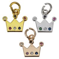 Cubic Zirconia Micro Pave Brass Pendant, Crown, plated, micro pave cubic zirconia Approx 4mm 