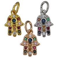 Cubic Zirconia Micro Pave Brass Pendant, Hamsa, plated, micro pave cubic zirconia Approx 4mm 