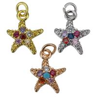 Cubic Zirconia Micro Pave Brass Pendant, Starfish, plated, micro pave cubic zirconia Approx 3.5mm 