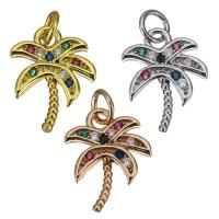 Cubic Zirconia Micro Pave Brass Pendant, Palm Tree, plated, micro pave cubic zirconia Approx 4mm 