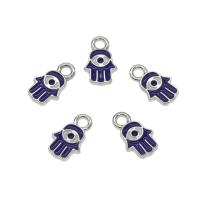 Enamel Zinc Alloy Connector, Evil Eye Hamsa, platinum color plated, blue Approx 2mm, Approx 