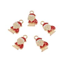 Enamel Zinc Alloy Connector, Santa Claus, gold color plated, Christmas Design Approx 2mm, Approx 