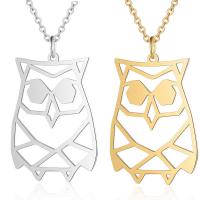 Stainless Steel Jewelry Necklace, Owl, polished, oval chain & for woman & hollow Approx 17.72 Inch 