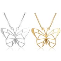 Stainless Steel Jewelry Necklace, Butterfly, polished, oval chain & for woman & hollow Approx 15.75 Inch 