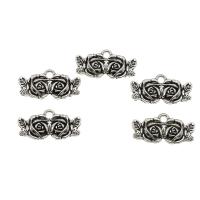 Zinc Alloy Flower Pendants, Rose, antique silver color plated Approx 2mm 