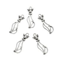 Pendentifs animaux en alliage de zinc, chat, Plaqué de couleur d'argent Environ 3mm, Vendu par PC