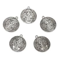 Zinc Alloy Flat Round Pendants, antique silver color plated Approx 2mm 