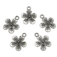 Zinc Alloy Flower Pendants, antique silver color plated Approx 2mm 