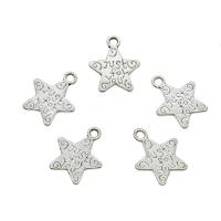 Zinc Alloy Star Pendant, Flat Star, antique silver color plated, with letter pattern Approx 1mm 